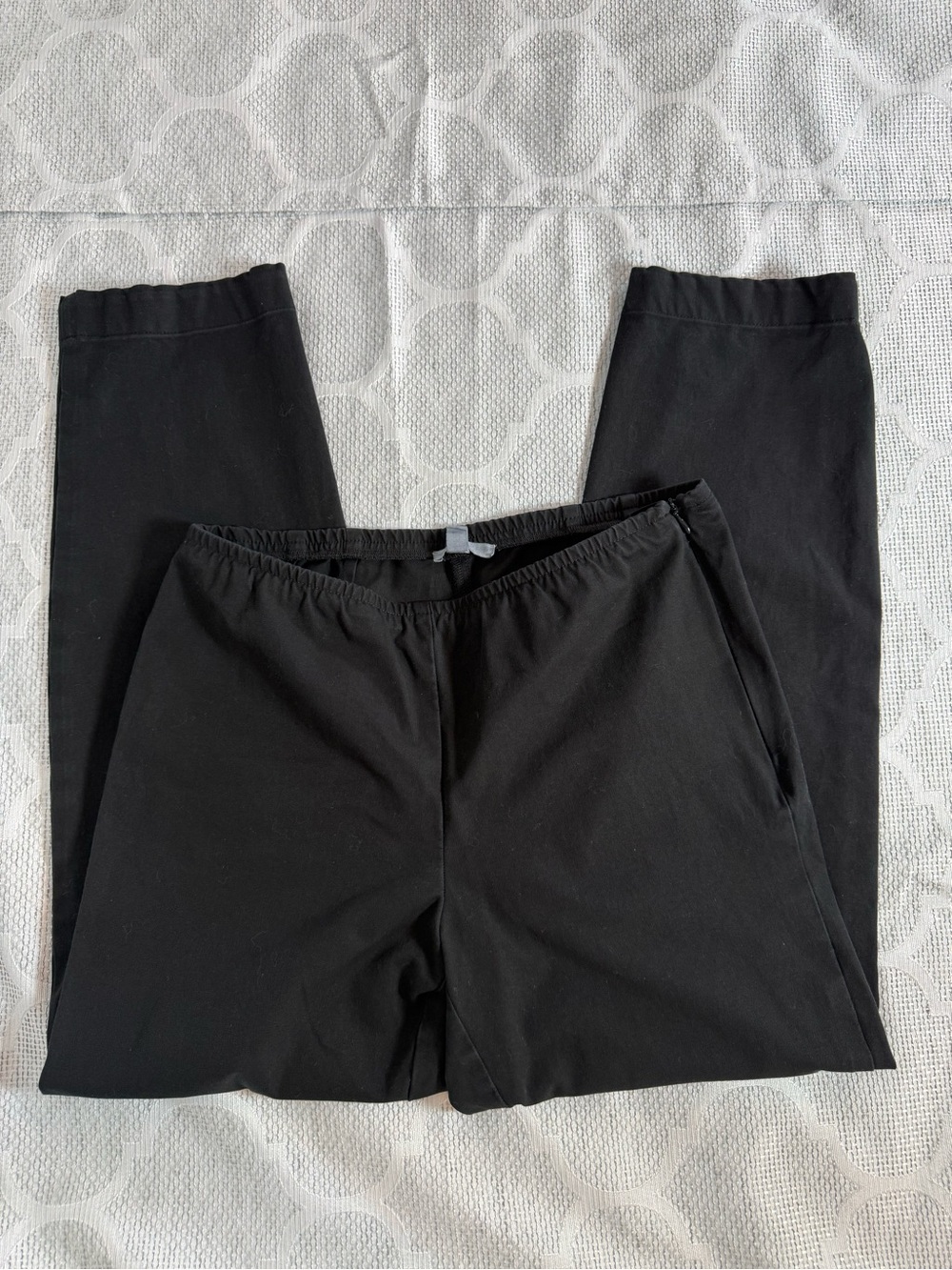 Eileen Fisher Black Elastic-Waist Trouser Pants